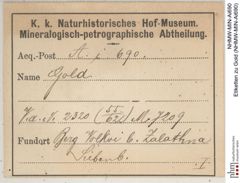 Etiketten zu Gold (NHMW-MIN-Ai690)